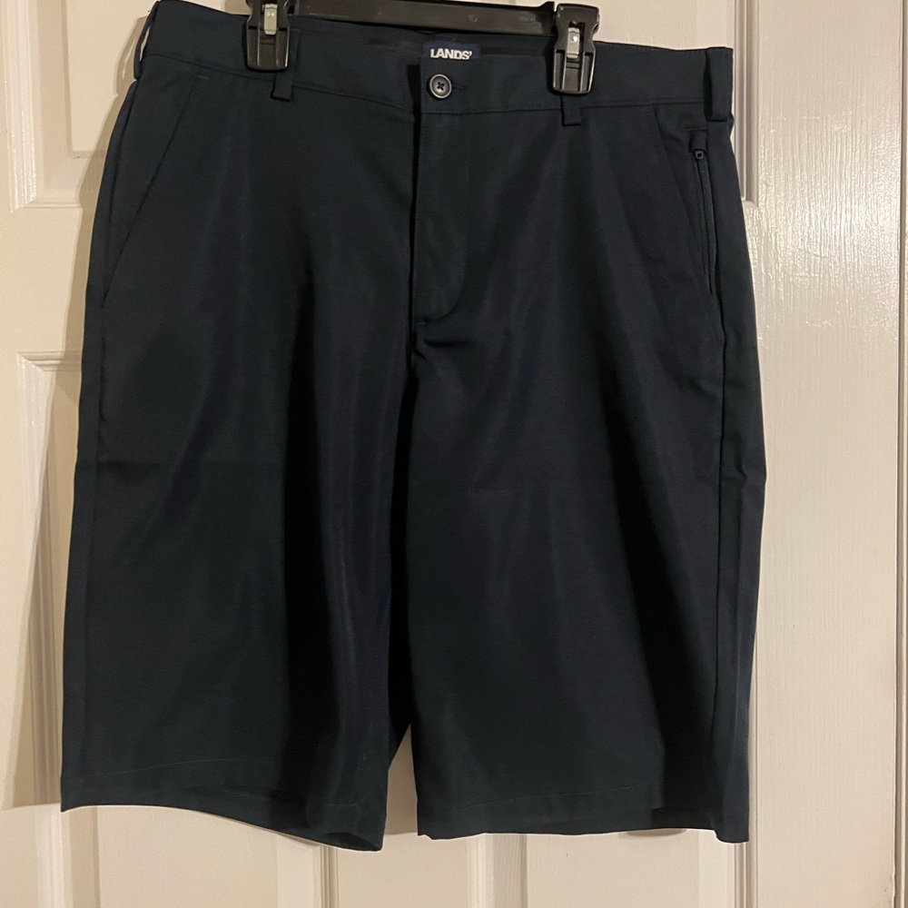 Lands' End Men's Navy Flat Front Shorts